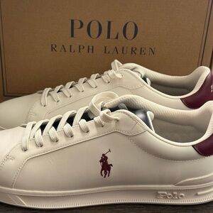 Polo by Ralph Lauren Cream and Burgundy Sneakers
